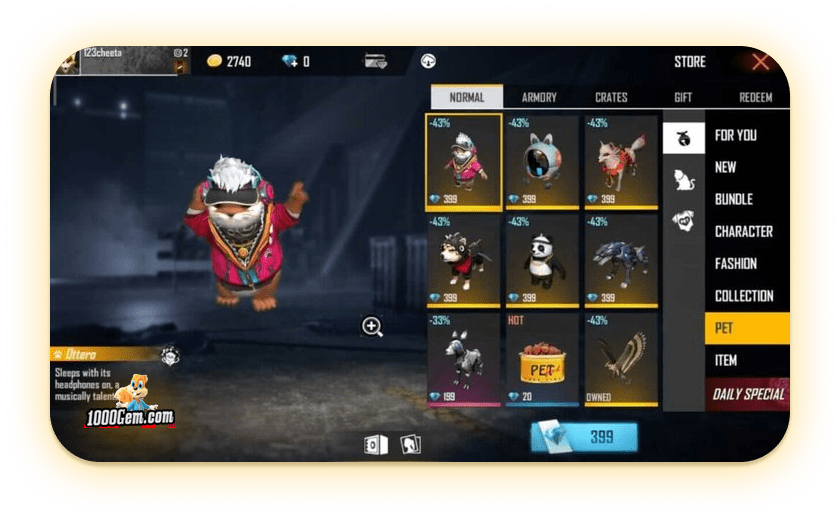 حیوانات بازی فری فایر اوترو